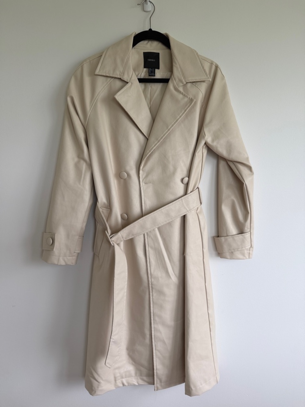 Cream Double-Breasted Trench Coat